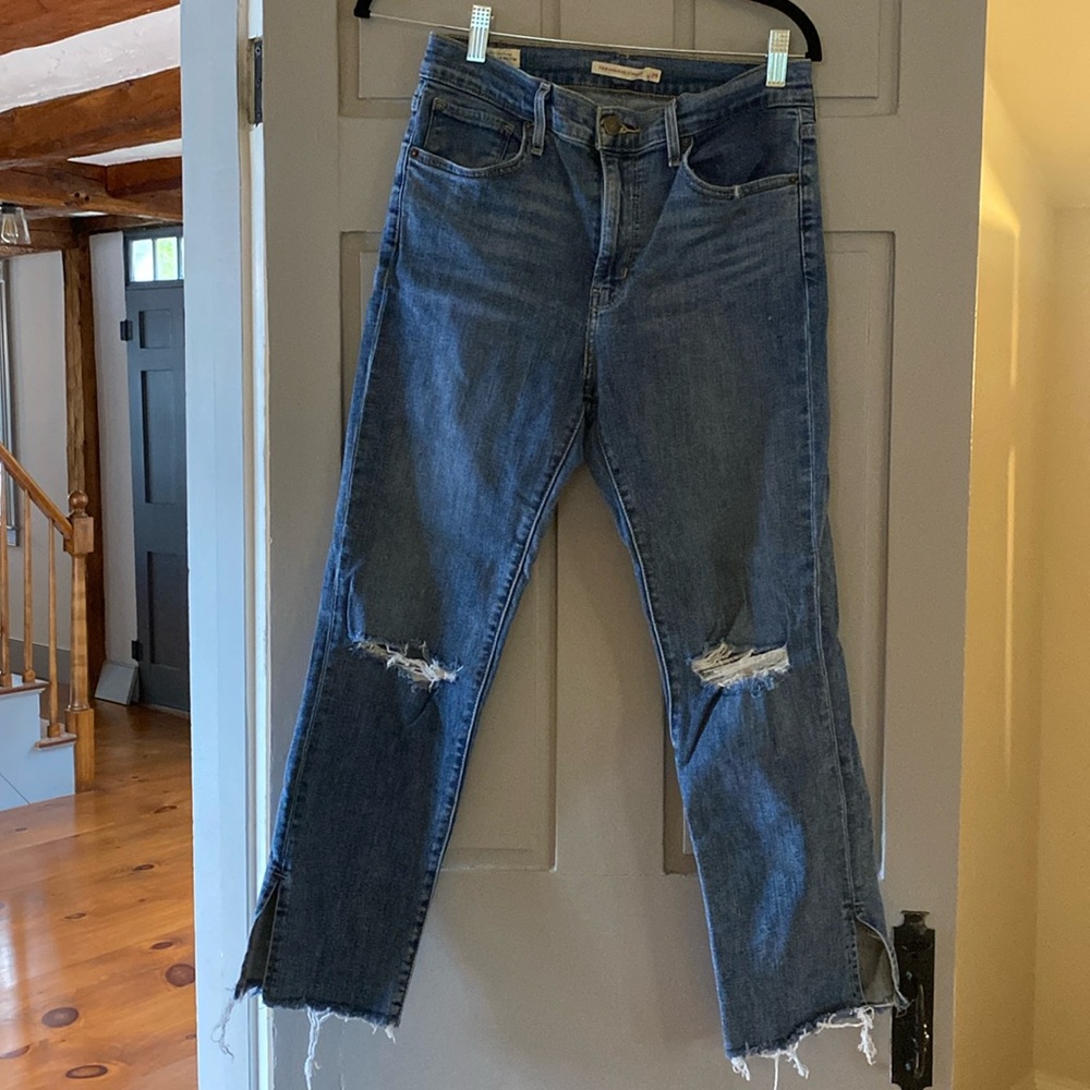 Levi’s Premium 724 High Rise Straight frayed crop